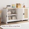60" Rattan Buffet Cabinet - 4-Door Woven Sideboard with Adjustable Shelves, Farmhouse Console for Dining Room, Living Room & Entryway Storage - 3 of 4