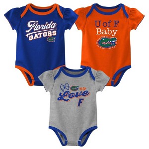NCAA Florida Gators Infant Girls' 3pk Bodysuit - 1 of 4