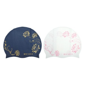 Unique Bargains Silicone Floral Waterproof Swim Cap 2 Pcs - 1 of 4