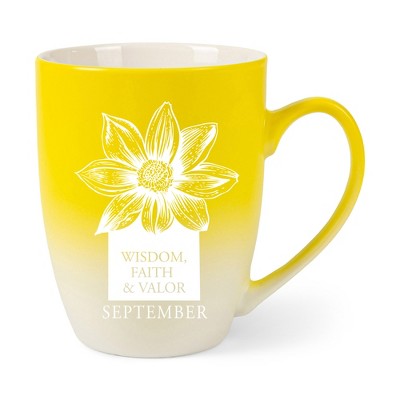 Elanze Designs Wisdom Faith And Valor Two Toned Ombre Matte Yellow and White 12 ounce Ceramic Stoneware Coffee Cup Mug
