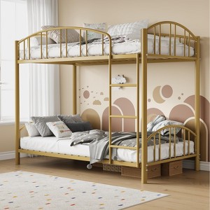 Metal Bunk Bed Twin Over Twin, Heavy Duty Bunkbeds Frame with Arched Guardrail and Safety Ladder, Sturdy Steel Bed, No Box Spring Needed - 1 of 4