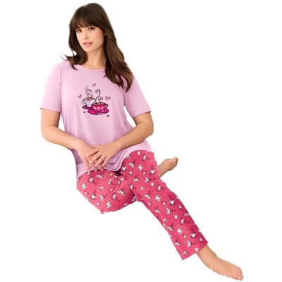 Dreams & Co. Plus Size Graphic Tee PJ Set