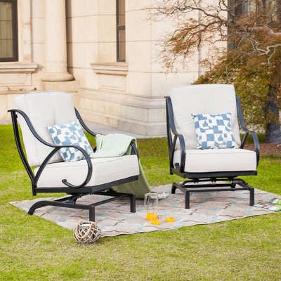 Steel Spring Patio Accent Chair Cream - Lokatse