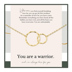 HOPE LOVE SHINE You Are a Warrior Necklace – Encouragement Gift for Her – Interlocking Circle Pendant for Strength & Support Gift Sterling Silver Gold - 1 of 4