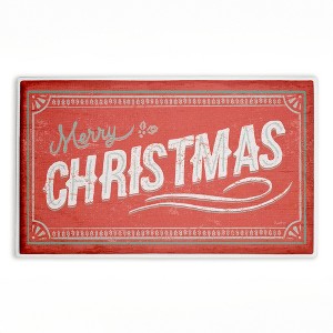 Stupell Industries Red Vintage Merry Christmas Printed Plush Bath Mat And Bath Rug, Design By Chad Barrett, 18"X30" - 1 of 4