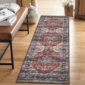 Vintage Boho Washable Area Rugs Soft Medallion Distressed Rug Carpet - 1 of 4