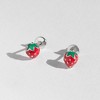 Girl's Summer Strawberry Screw Back Sterling Silver Earrings - In Season Jewelry - 4 of 4