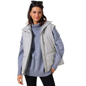 INSPIRE CHIC Women's Stand Collar Sleeveless Winter Lightweight Warm Padded Puffer Vest - 1 of 4