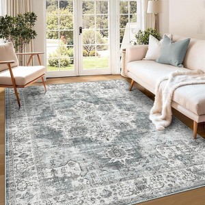 Acekool Washable Traditional Oriental Rug – Non-Slip, Stain Resistant, Low Pile, Soft Folding Floor Mat for Kitchen & Hallway - 1 of 4