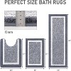 Attop Bathroom Rug Mat Set 3 Piece, Microfiber Shaggy Bath Set, Non-Slip Ultra Soft Carpet Mats, Absorbent with U-Shaped Toilet for Bathroom - 2 of 4