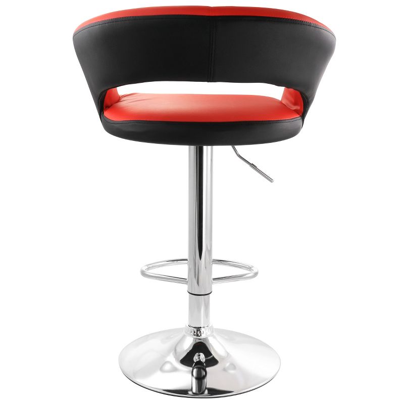 Elama Adjustable Faux Leather Open Back Bar Stool in Red and Black, 4 of 10