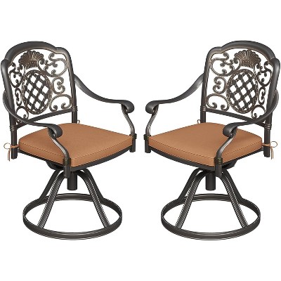 Swivel Patio Chairs, Aluminum Outdoor Chairs with Removable Cushions, Metal Frame, Comfortable for Garden, Balcony, Indoor Use