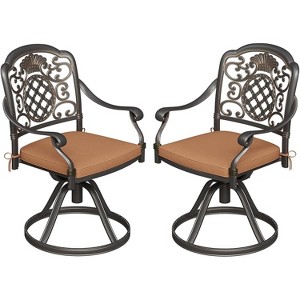 Swivel Patio Chairs, Aluminum Outdoor Chairs with Removable Cushions, Metal Frame, Comfortable for Garden, Balcony, Indoor Use - 1 of 4