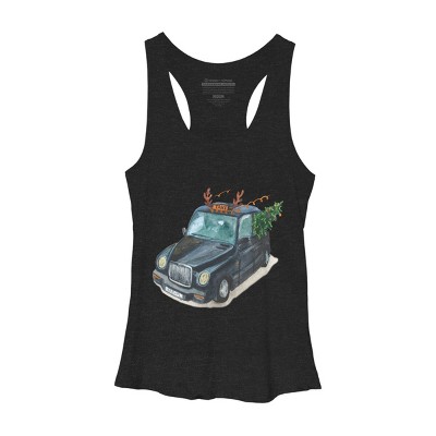 Women's Design By Humans Christmas Cab By ValerieShephard Racerback Tank Top