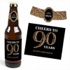 Big Dot of Happiness Adult 90th Birthday - Gold - Birthday Party Decorations for Women and Men - 6 Beer Bottle Label Stickers and 1 Carrier - 3 of 4