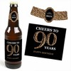 Big Dot of Happiness Adult 90th Birthday - Gold - Birthday Party Decorations for Women and Men - 6 Beer Bottle Label Stickers and 1 Carrier - image 3 of 4