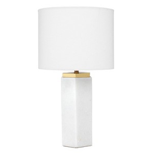 Lexi Table Lamp White - Splendor Home: Brass Accents, Linen Shade, Nightstand Marble Fixture - 1 of 4