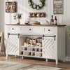 Jojoka Farmhouse Buffet Cabinet with Sliding Barn Door, Rustic Sideboard with 3 Drawer - 3 of 4