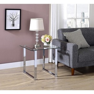 Kings Brand Furniture - Modern Chrome Finish Square Side End Table with Tempered Glass Top, Nightstand for Bedroom Living Room Office - 1 of 4