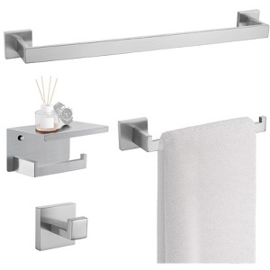 Itopfox 4 Piece Stainless Steel Bathroom Hardware Set Includes 24 Inch Towel Bar Hand Towel Holder Hook Toilet Paper Holder Shelf - 1 of 4