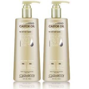 Giovanni Smoothing Castor Oil Shampoo & Conditioner - All Hair Types, Moisturize Hair | 24 oz (XXL Large DUO SET) Kit - 1 of 4