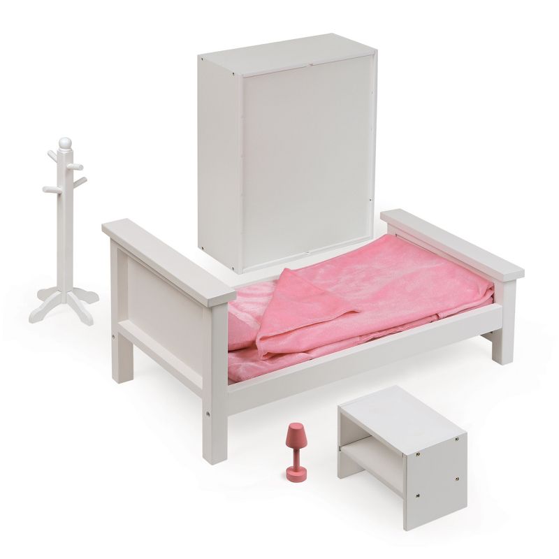 Bedroom Furniture Set for 18" Dolls - White/Pink, 3 of 7
