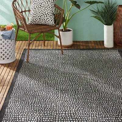 Reversible Black Synthetic 8' x 10' Easy Care Area Rug
