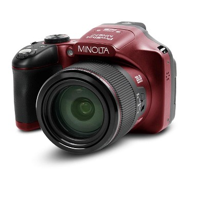 Minolta Pro Shot 20 Mega Pixel HD Digital Camera with 67x Optical Zoom, Full 1080p HD Video & 16GB SD Card (Red)