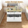 20 Gallons Tilt Out Trash Cabinet, 2 Door Wood Garbage Recycling Cabinet with Hideaway Drawer, Pet Proof Trash Can Holder for Kitchen Living Room - 3 of 4