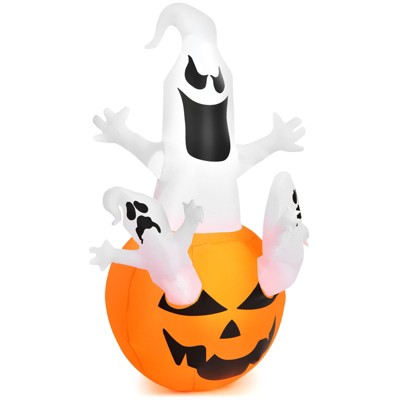 6ft Inflatable Halloween Ghosts on Pumpkin with LED Lights