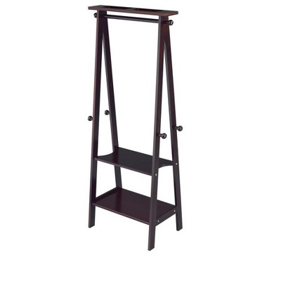 59" Tall Wooden Garment / Coat Rack, Dark Espresso
