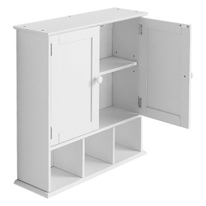 VEVOR Bathroom Wall Cabinet, 2 Doors & Adjustable Shelf, Over the Toilet Storage Medicine Cabinet Wall Mounted, White - 1 of 4