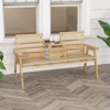 Tangkula Outdoor Fir Wood Bench w/ Foldable Middle Table w/ Backrest & Armrests - 2 of 4