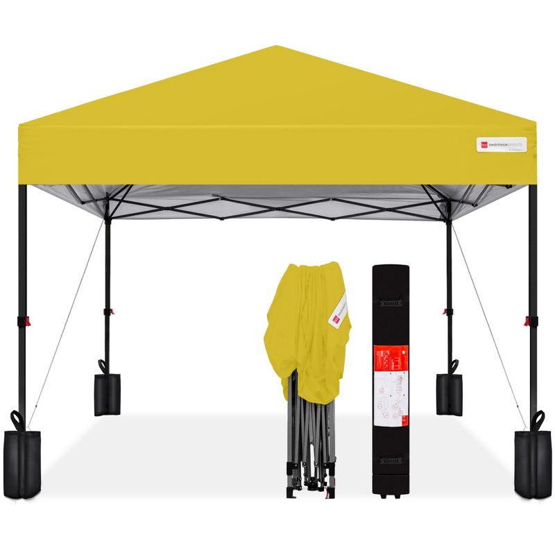 Best Choice Products 8x8ft Easy Setup Pop Up Canopy w/ 1-Button Setup, Wheeled Case, 4 Weight Bags, 1 of 9