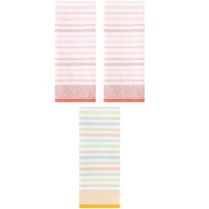 REGALWOVEN 3 Pack Striped Pattern Cotton Bathroom Decorative Hand Towels for Face Hair 13" x 27" - 1 of 4