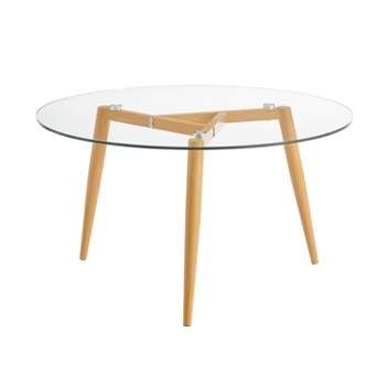 Van Beuren Round Mid-Century Modern Glass Top Coffee Table - Danya B.
