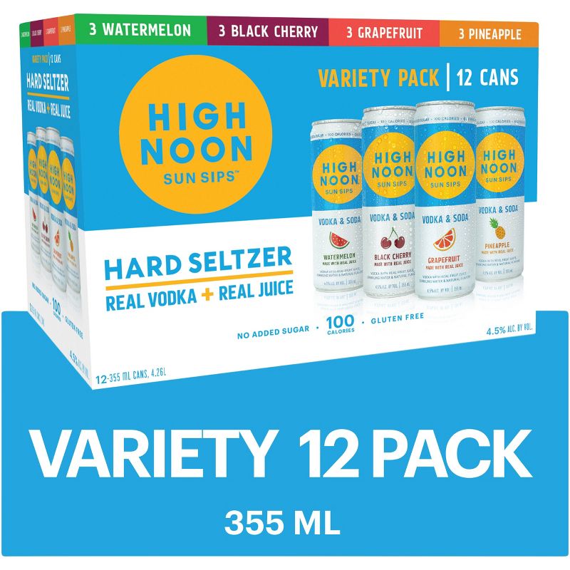 High Noon Vodka Hard Seltzer Mixed Pack - 12pk/355ml Cans, 3 of 8