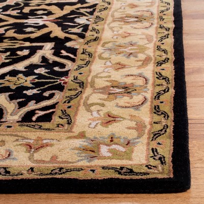 Elegant Charcoal & Beige Hand-Tufted Wool Rectangular Rug 3' x 5'