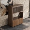 Luck Live 33.46 inch storage corner cabinet in walnut color. - 3 of 4