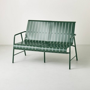 Slat Metal Outdoor Patio Loveseat - Green - Hearth & Hand™ with Magnolia - 1 of 4