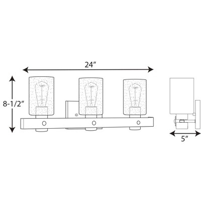 Gulliver Graphite 3-Light Bath Vanity with Glass Shades