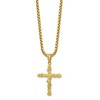Chisel Stainless Steel and Textured Yellow IP-plated Nugget Cross Pendant on a 22" Box Chain Necklace - 3 of 4