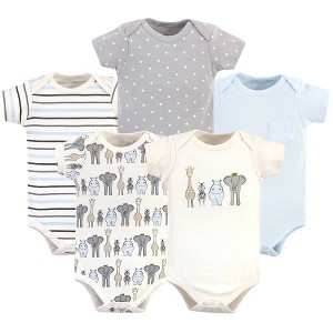 Hudson Baby Infant Boy Cotton Bodysuits 5pk, Royal Safari - 1 of 1