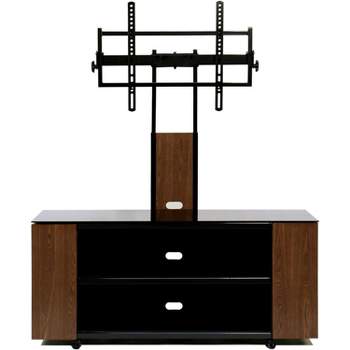 TransDeco Versatile TV Stand with Mount & Multimedia Storage Cabinetfor Up to 90Inch TV. Caster & adjustable feet included. Dark Manchrian Ash/Black