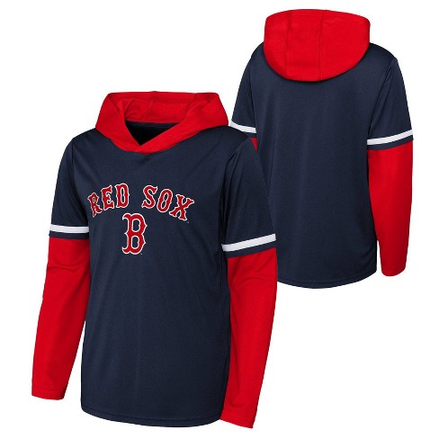 MLB Boston Red Sox Boys' Long Sleeve Twofer Poly Hooded Sweatshirt - XS