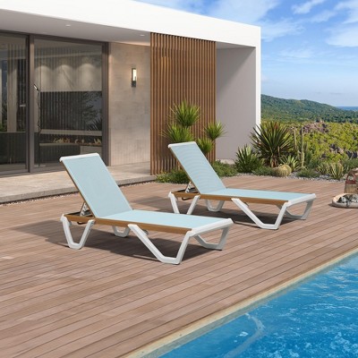 PURPLE LEAF 2-Pack Stackable Outdoor Chaise Loungers, Beige 5-Pos ...