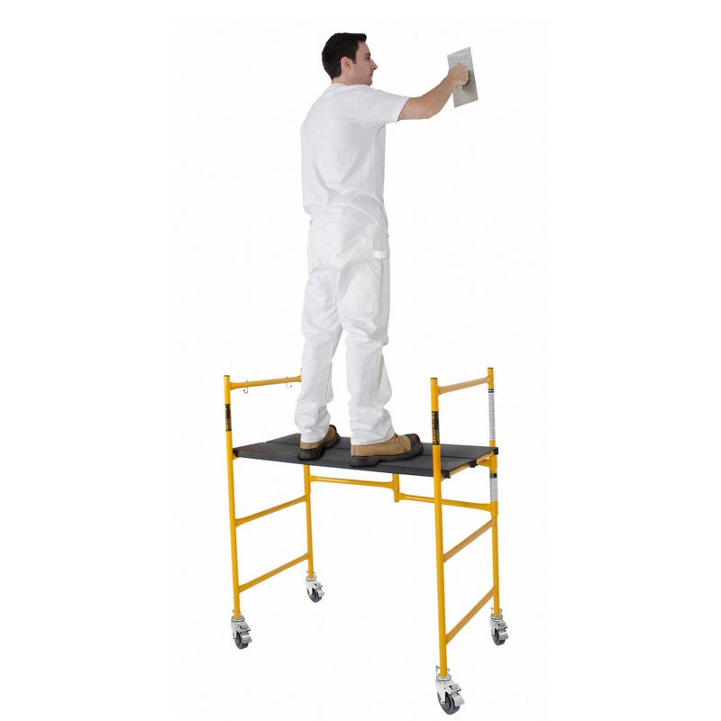 MetalTech 4 Foot High Portable Adjustable Platform Basic Mini Mobile Scaffolding Ladder with Locking Wheels, 2 of 7