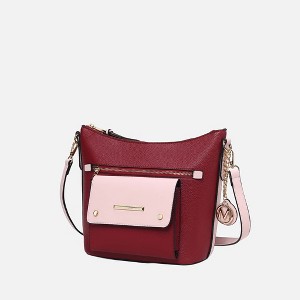 MKF Collection Serenity Color Block Vegan Leather Women’s Crossbody Bag by Mia K  - Wine Blush - 1 of 4