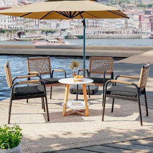 TROPOW Outdoor Patio Dining Chairs, All-Weather Wicker Rattan Chairs Set of 2 w/Metal Frame, Outdoor Dining Chair with Cushion for Indoor, Garden - 1 of 4