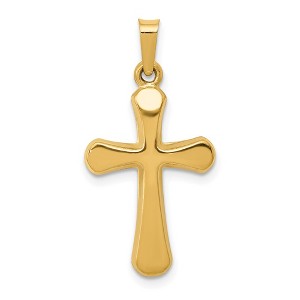 Black Bow Jewelry 14k Yellow Gold Polished Rounded Hollow Cross Pendant - 1 of 4